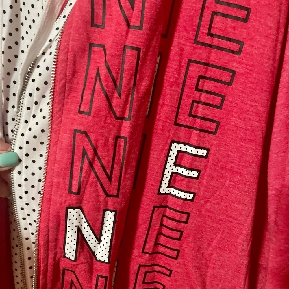 DISNEY SOLD Authentic Minnie Mouse red bow double zip polka dot Hoodie NWT - Picture 4 of 8